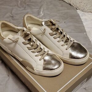 Dolce Vita Gold and Cream Sneakers with Cushioned Comfort